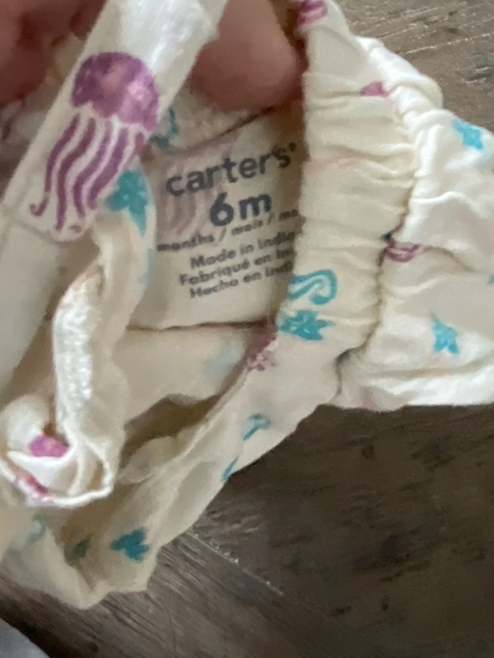 Carter's Cream Romper with Teal & Purple Sea Prints